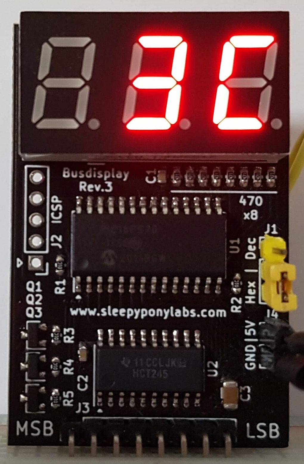 Busdisplay revision 3 in hexadecimal mode