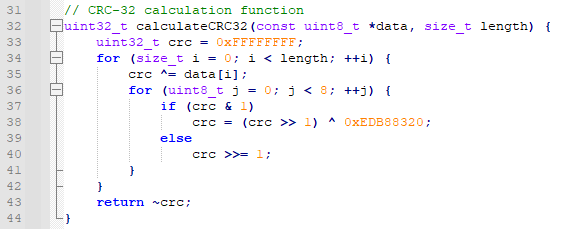 CRC32 Checksum Calculation Function