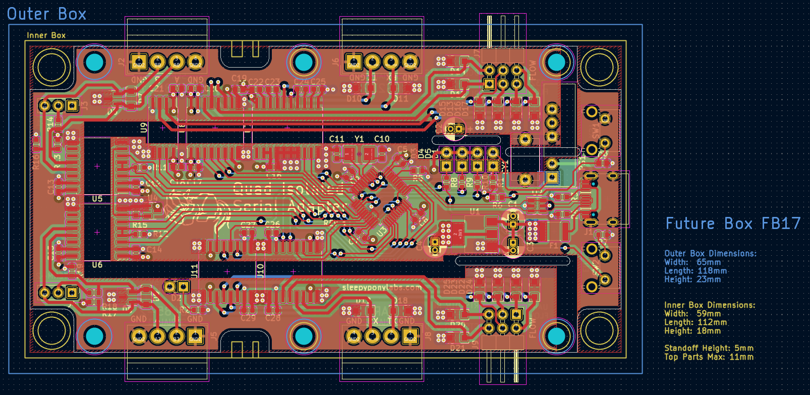 How the PCB was designed around the FB17 box in KiCad